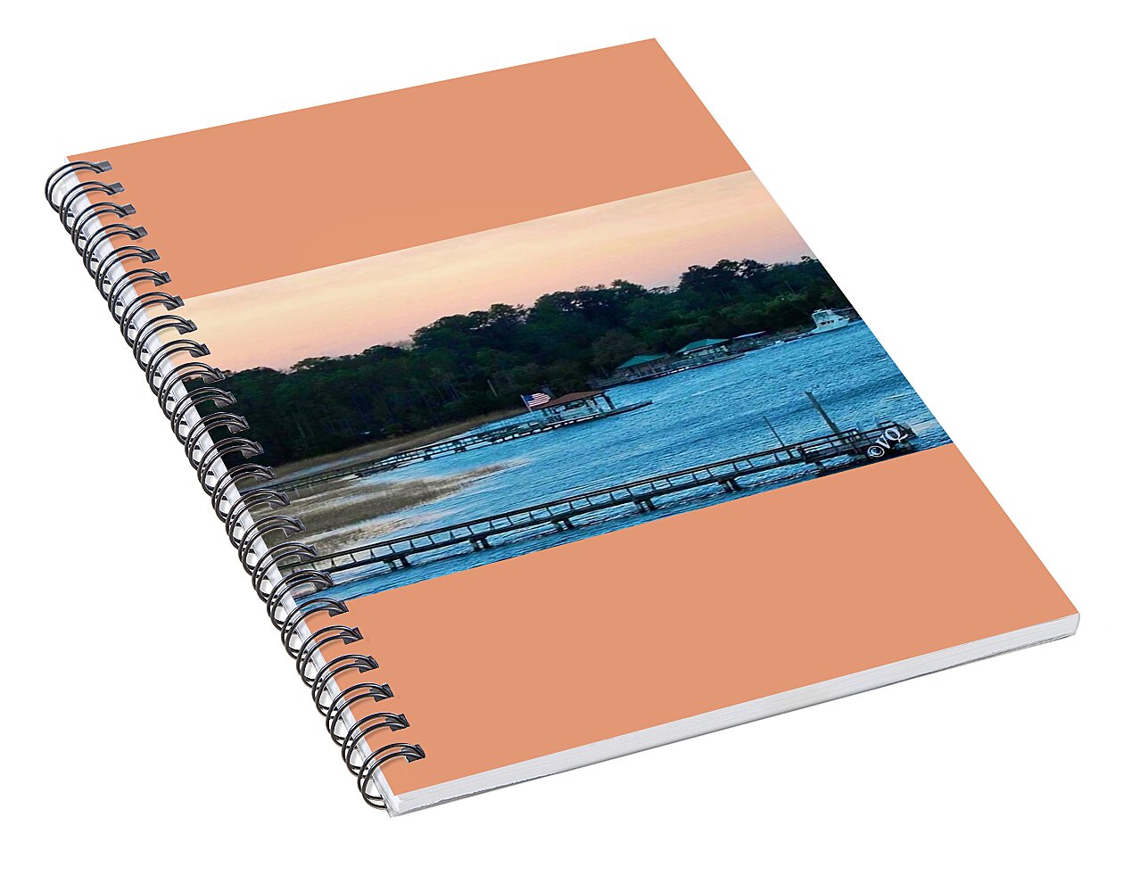 Tranquil Lakeside at Sunset - Spiral Notebook