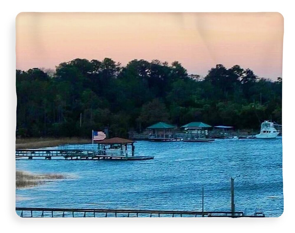 Tranquil Lakeside at Sunset - Blanket