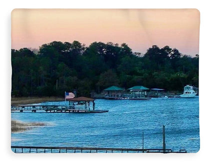 Tranquil Lakeside at Sunset - Blanket