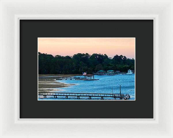 Tranquil Lakeside at Sunset - Framed Print