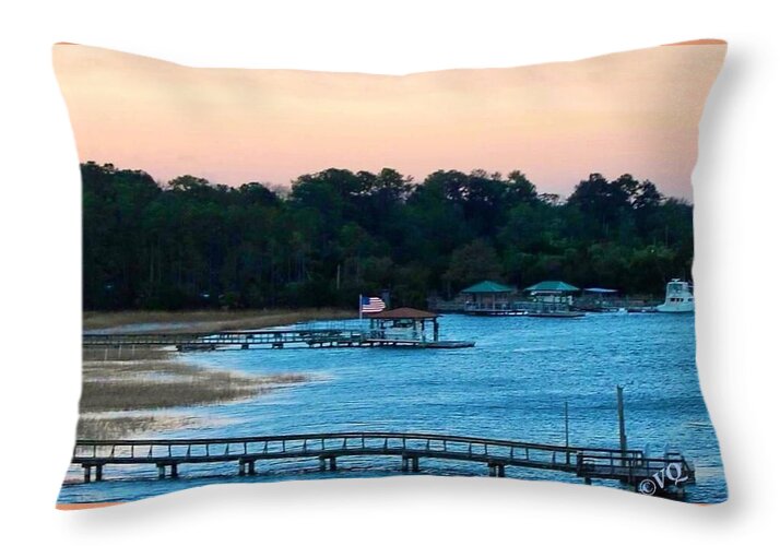 Tranquil Lakeside at Sunset - Throw Pillow