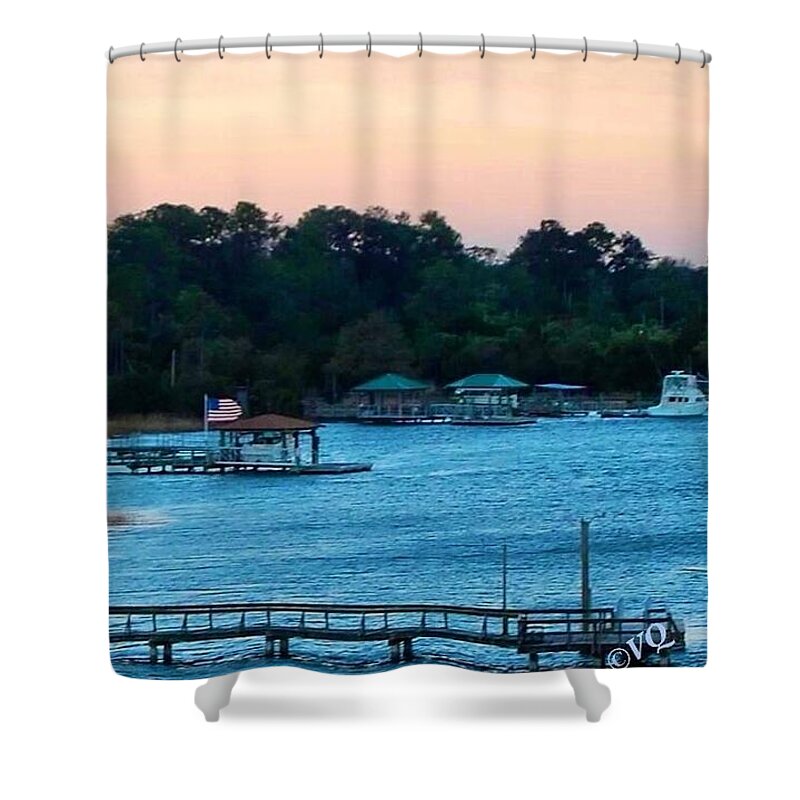 Tranquil Lakeside at Sunset - Shower Curtain