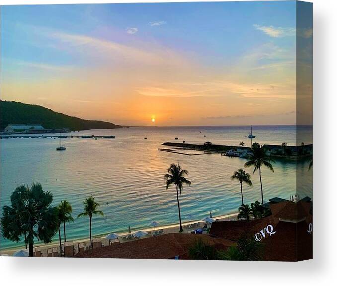 Tropical Sunset Over Serene Bay - Canvas Print