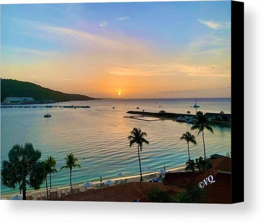 Tropical Sunset Over Serene Bay - Canvas Print