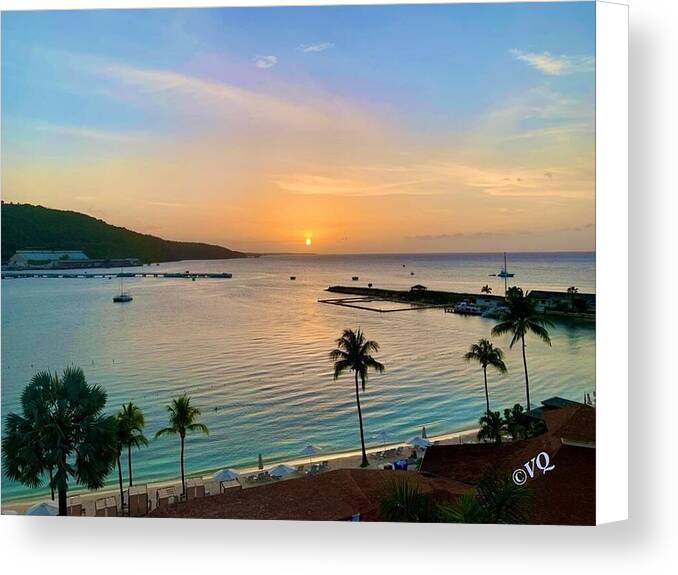 Tropical Sunset Over Serene Bay - Canvas Print