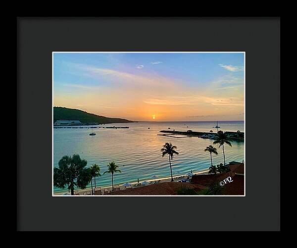 Tropical Sunset Over Serene Bay - Framed Print