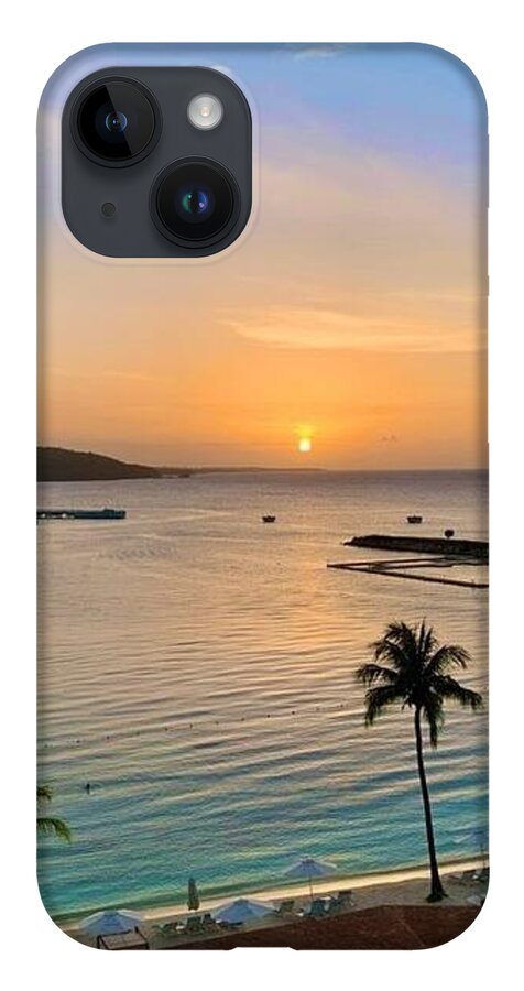 Tropical Sunset Over Serene Bay - Phone Case