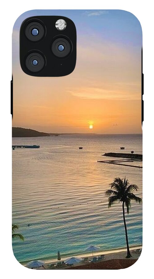 Tropical Sunset Over Serene Bay - Phone Case