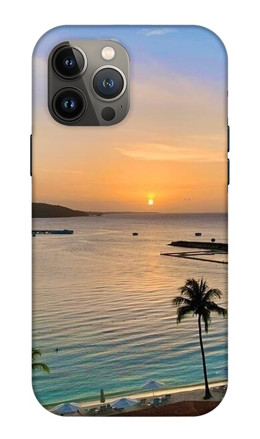 Tropical Sunset Over Serene Bay - Phone Case