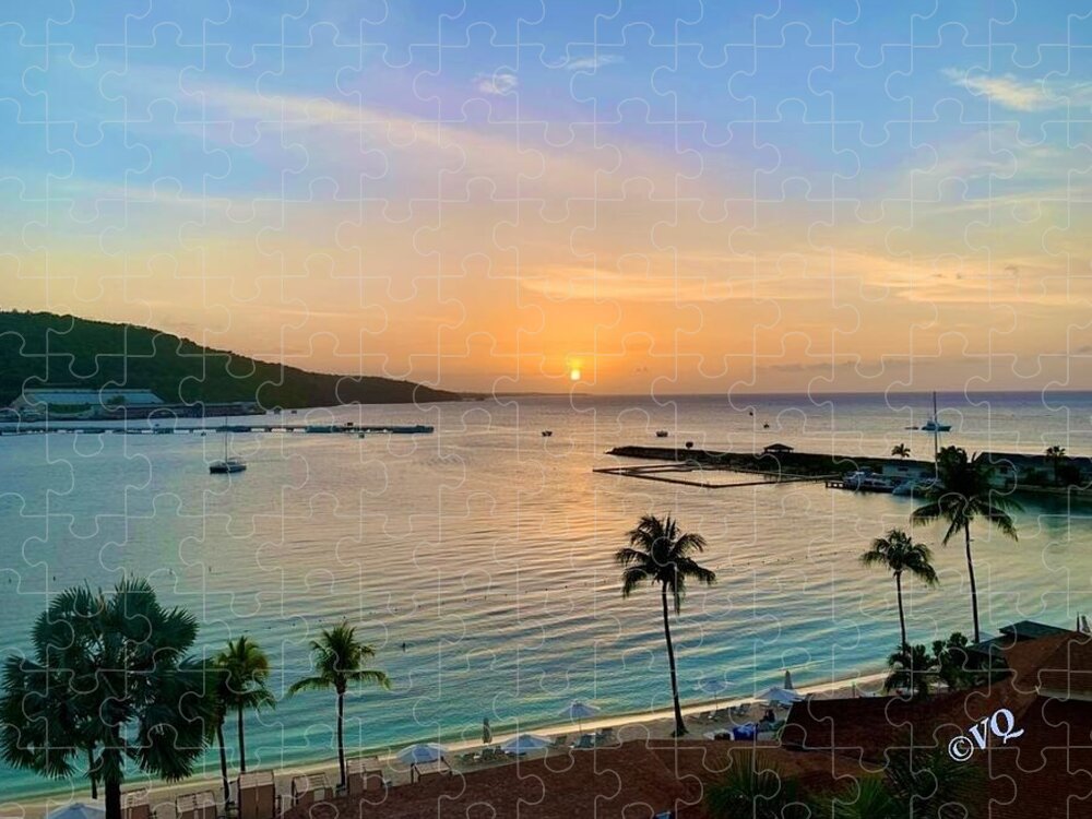 Tropical Sunset Over Serene Bay - Puzzle