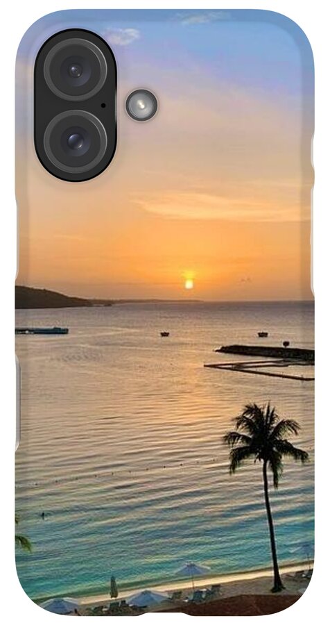 Tropical Sunset Over Serene Bay - Phone Case