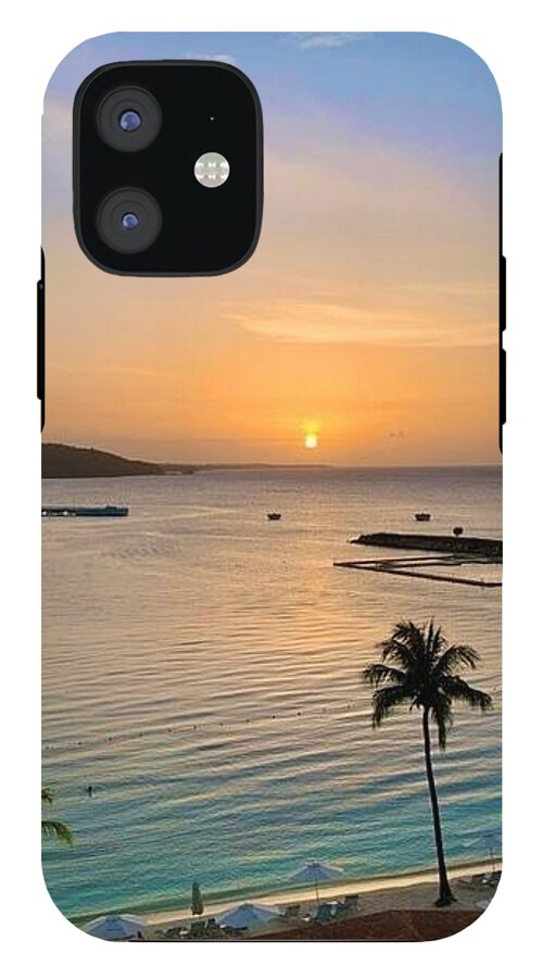 Tropical Sunset Over Serene Bay - Phone Case