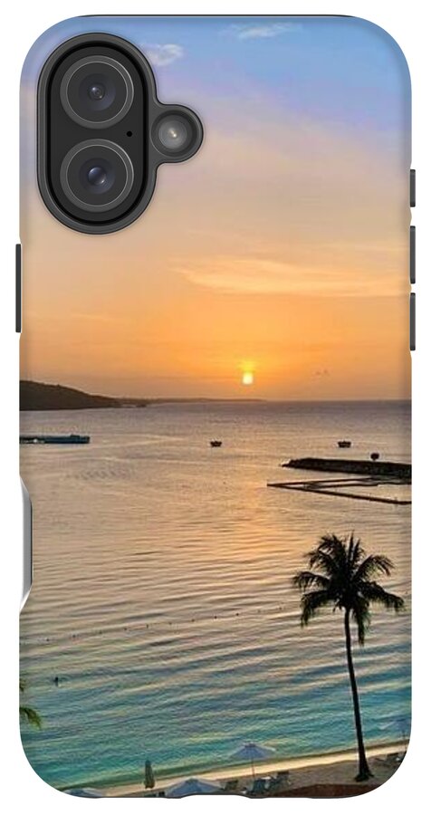 Tropical Sunset Over Serene Bay - Phone Case