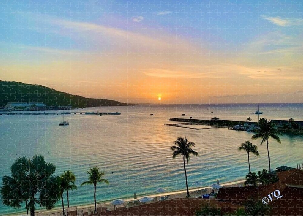 Tropical Sunset Over Serene Bay - Puzzle