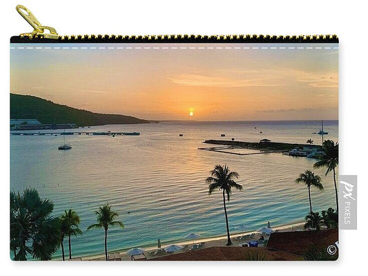 Tropical Sunset Over Serene Bay - Zip Pouch