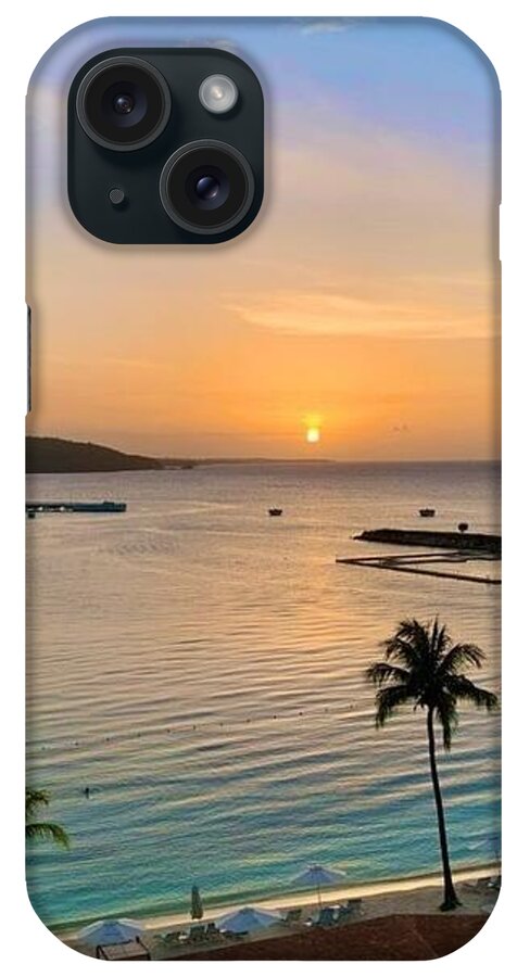 Tropical Sunset Over Serene Bay - Phone Case