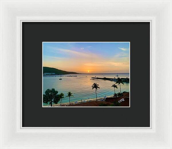 Tropical Sunset Over Serene Bay - Framed Print