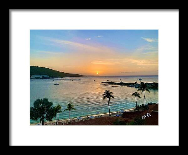 Tropical Sunset Over Serene Bay - Framed Print