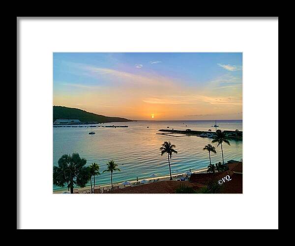 Tropical Sunset Over Serene Bay - Framed Print