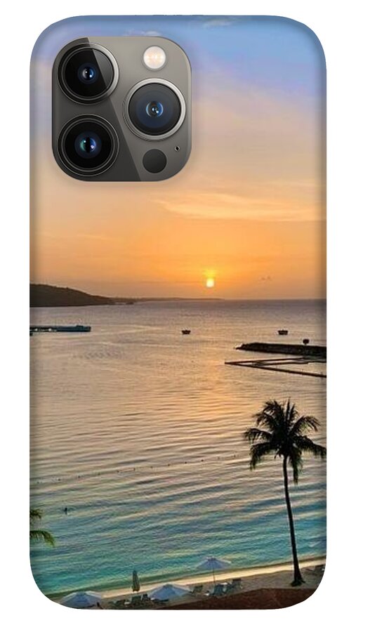 Tropical Sunset Over Serene Bay - Phone Case