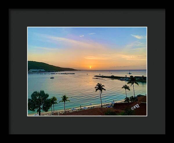 Tropical Sunset Over Serene Bay - Framed Print