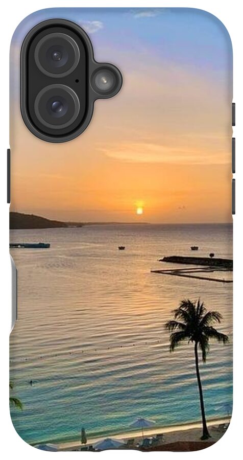 Tropical Sunset Over Serene Bay - Phone Case