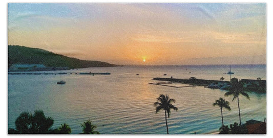 Tropical Sunset Over Serene Bay - Bath Towel