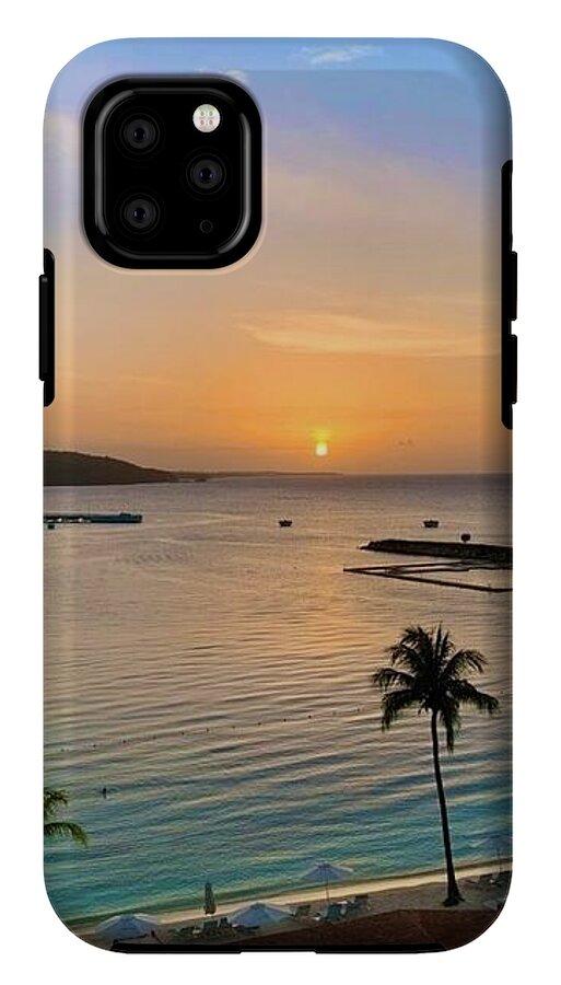 Tropical Sunset Over Serene Bay - Phone Case
