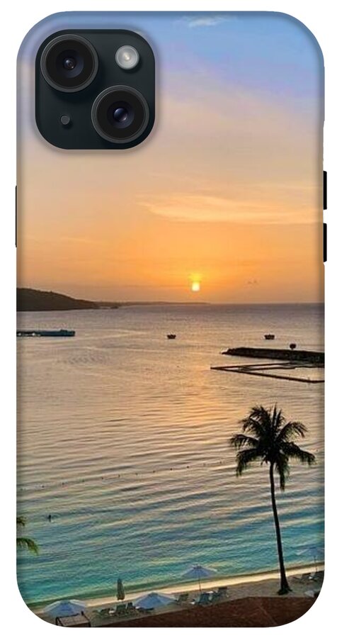 Tropical Sunset Over Serene Bay - Phone Case