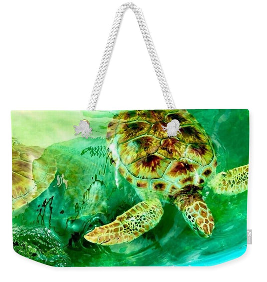 Turtles in Vibrant Waters - Weekender Tote Bag