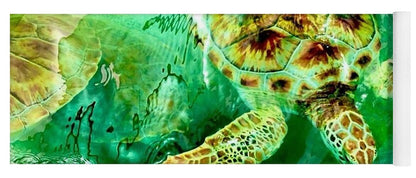 Turtles in Vibrant Waters - Yoga Mat