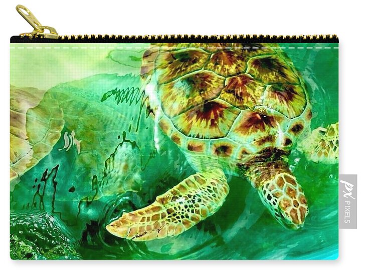 Turtles in Vibrant Waters - Zip Pouch
