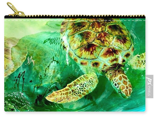 Turtles in Vibrant Waters - Zip Pouch