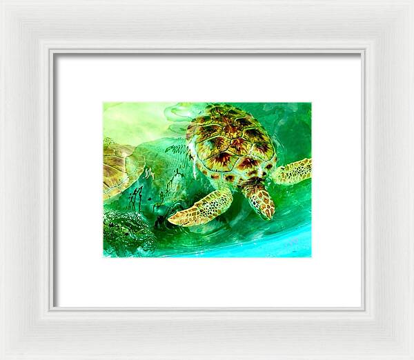 Turtles in Vibrant Waters - Framed Print