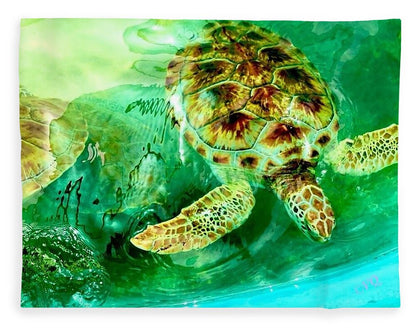Turtles in Vibrant Waters - Blanket