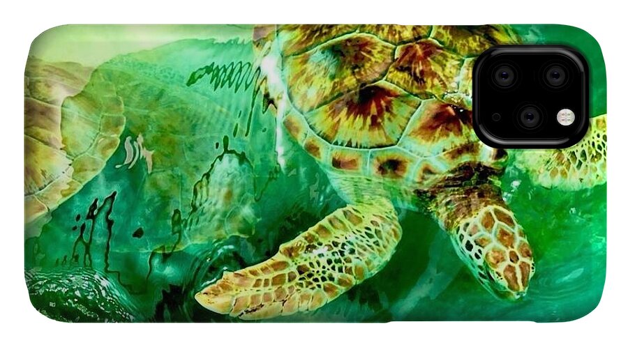 Turtles in Vibrant Waters - Phone Case