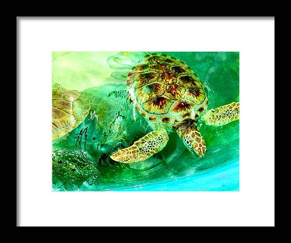 Turtles in Vibrant Waters - Framed Print