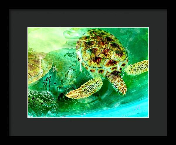 Turtles in Vibrant Waters - Framed Print