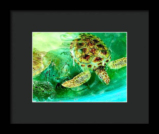 Turtles in Vibrant Waters - Framed Print
