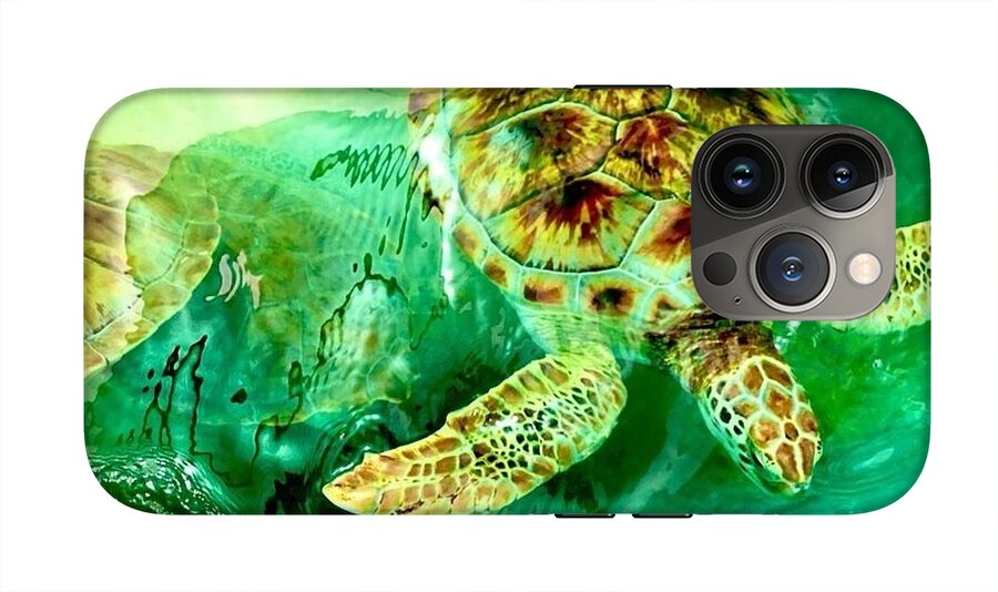 Turtles in Vibrant Waters - Phone Case