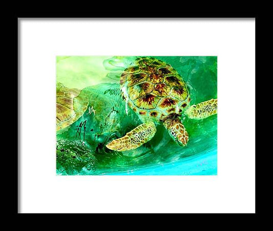 Turtles in Vibrant Waters - Framed Print