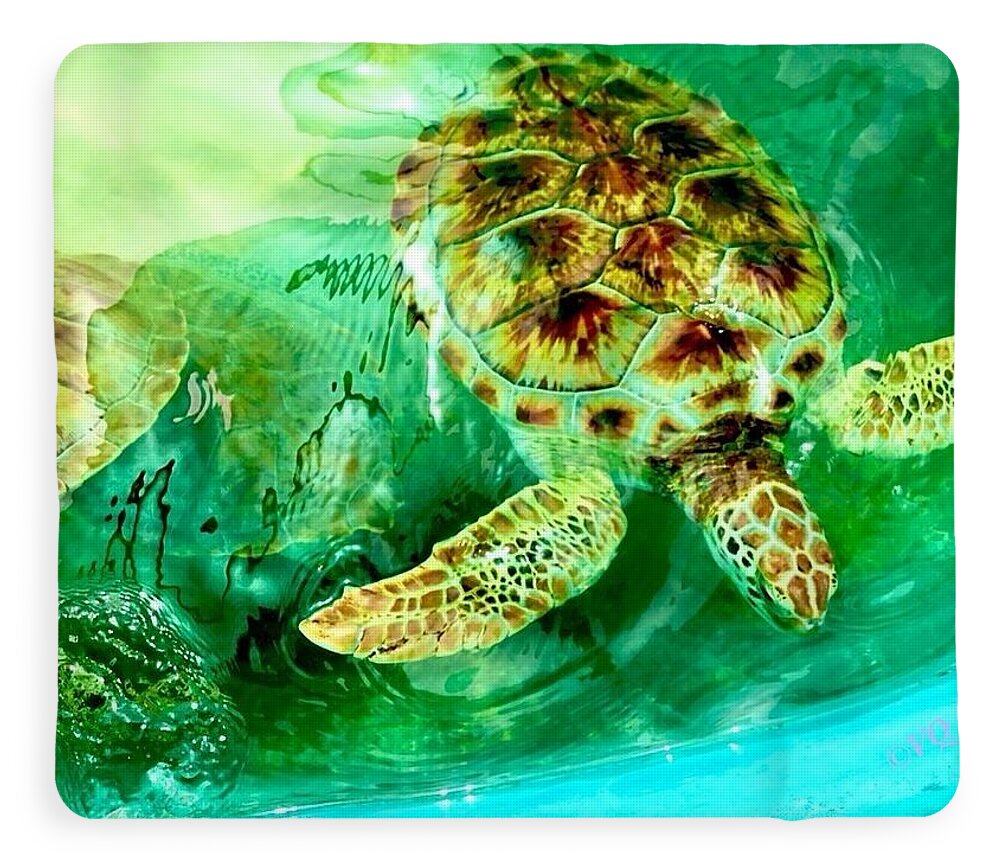 Turtles in Vibrant Waters - Blanket