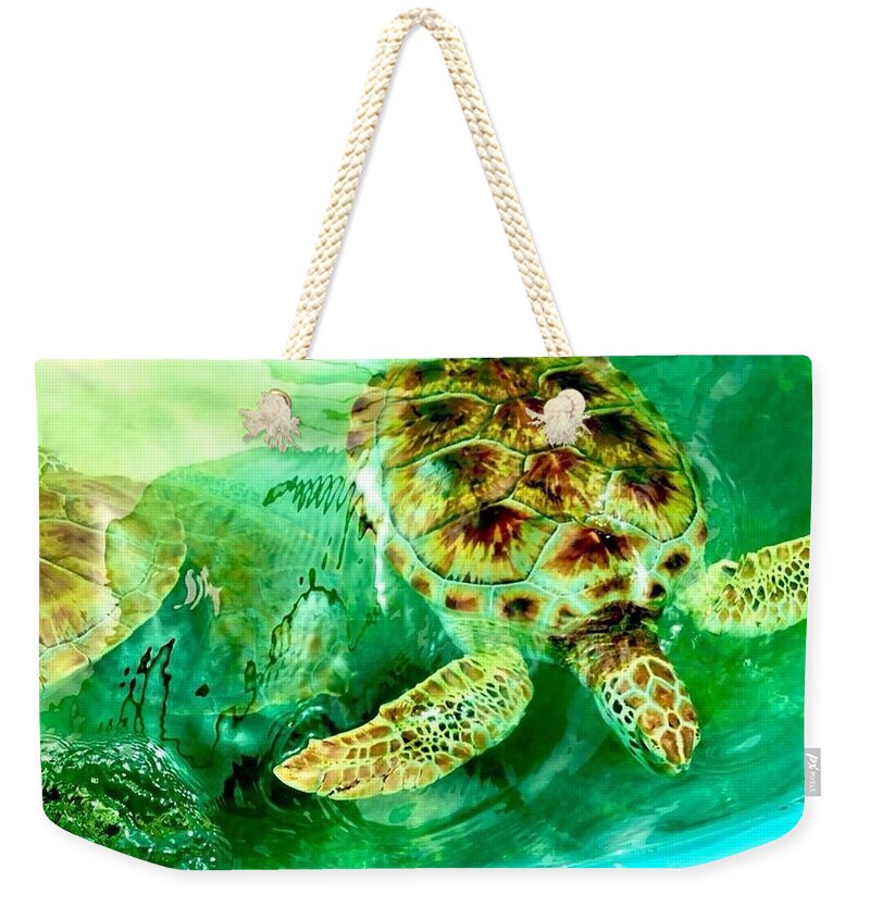 Turtles in Vibrant Waters - Weekender Tote Bag