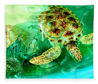 Turtles in Vibrant Waters - Blanket