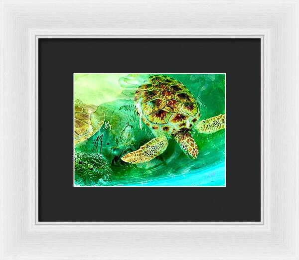 Turtles in Vibrant Waters - Framed Print