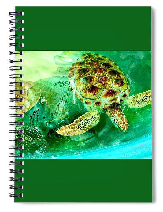 Turtles in Vibrant Waters - Spiral Notebook