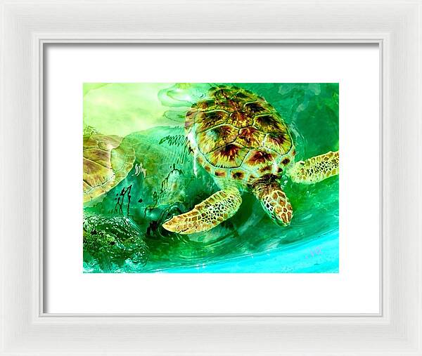 Turtles in Vibrant Waters - Framed Print