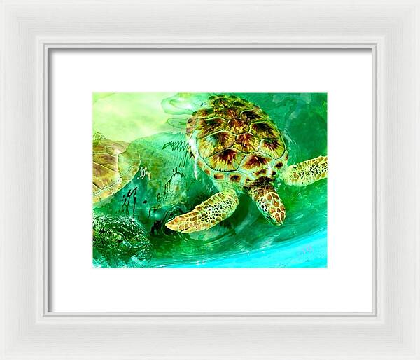 Turtles in Vibrant Waters - Framed Print