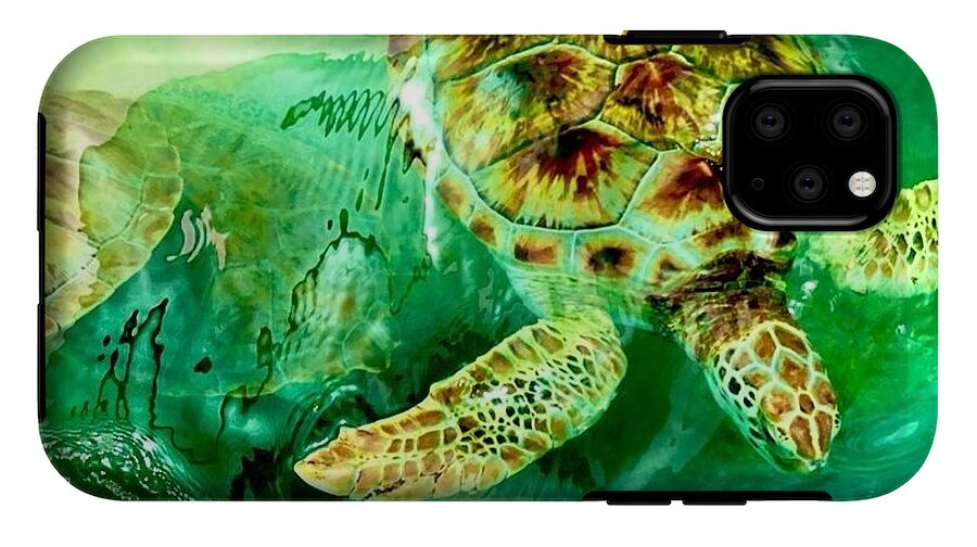 Turtles in Vibrant Waters - Phone Case
