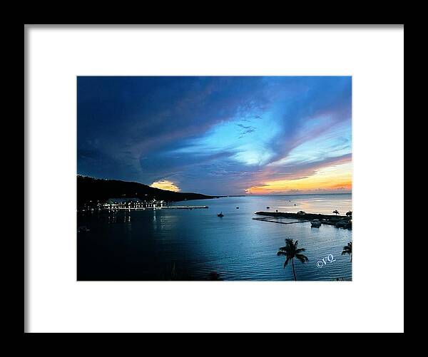 Vibrant Sunset Over Calm Waters - Framed Print